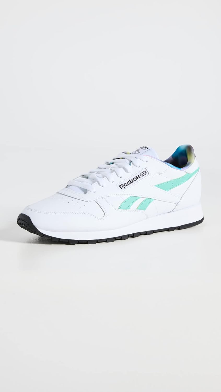Классические кожаные кроссовки для взрослых, унисекс V1 Reebok, белый/сиреневый/бирюзовый — фото 4