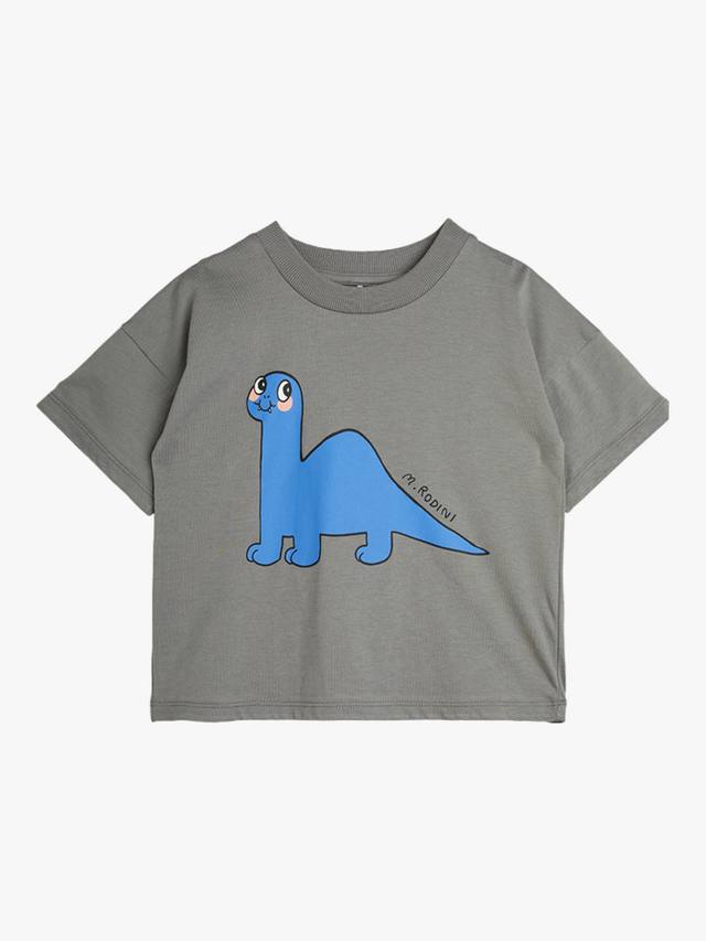

Детская футболка с принтом динозавра из хлопка Mini Rodini, Grey
