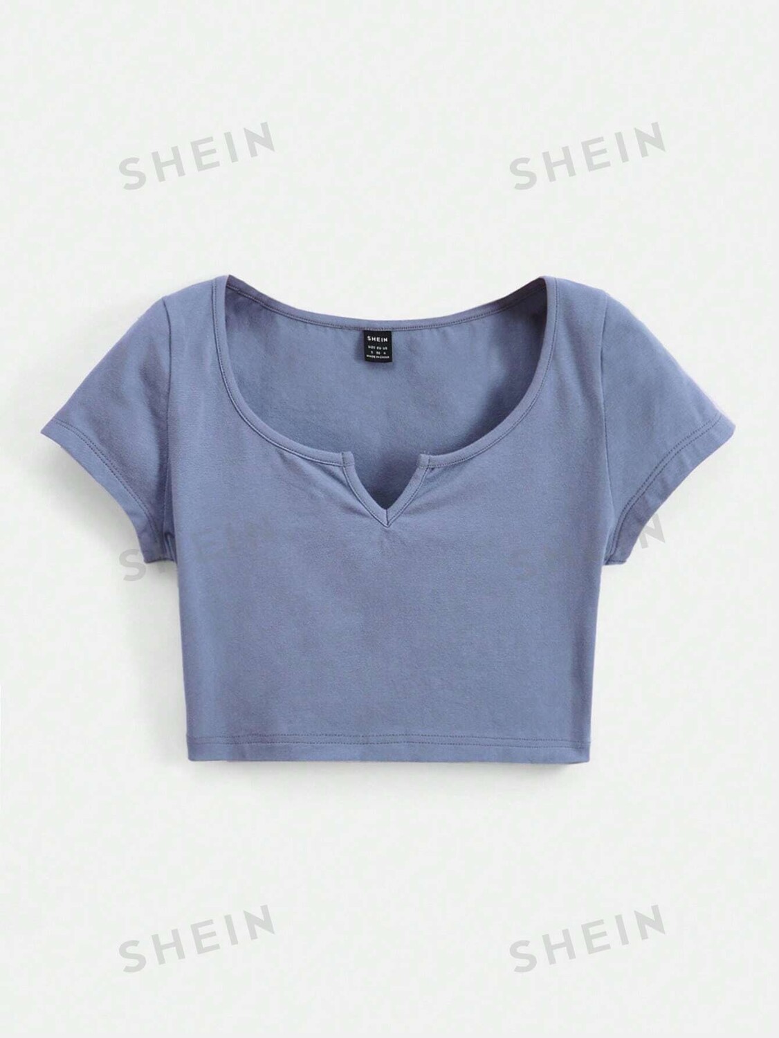 

Футболка женская Shein Basics укороченная с вырезом, синий