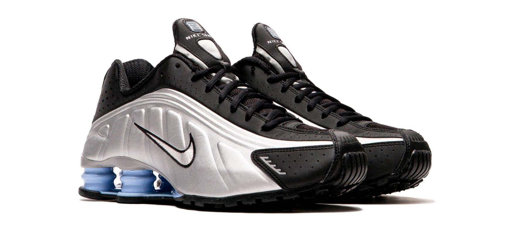 Кроссовки Nike Shox R4 Metallic Silver Black Psychic Blue — фото 2