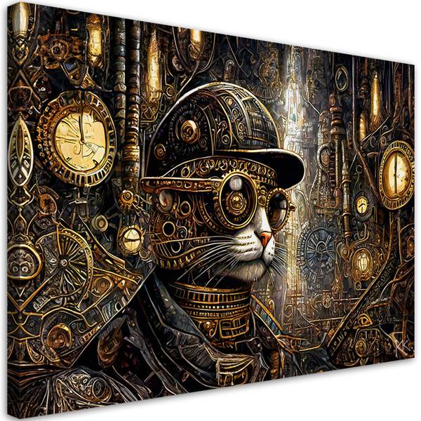 

Картина арт-принт KUNSTLOFT Steampunk Cat Chronicles, золотой