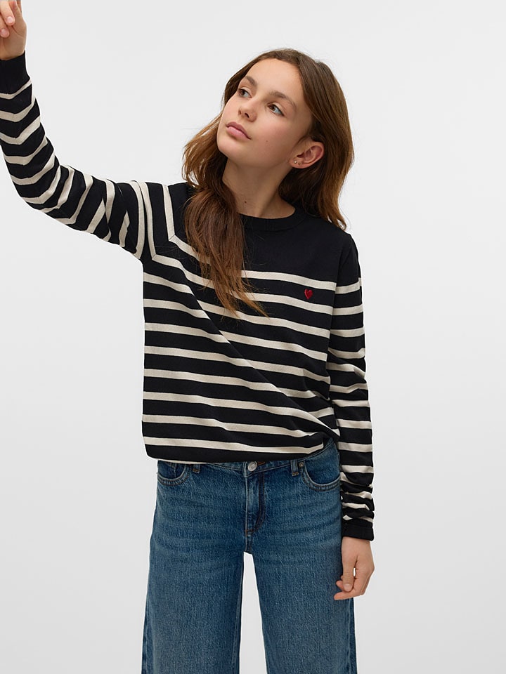 Vero Moda Girl Свитер "Дори" в черно-кремовом цвете — фото 2