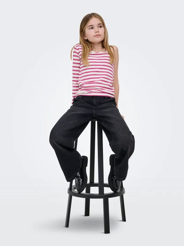 Расклешенные джинсы mit weitem bein kognew mittlere taille Only Girls, Dark Grey Denim — фото 4