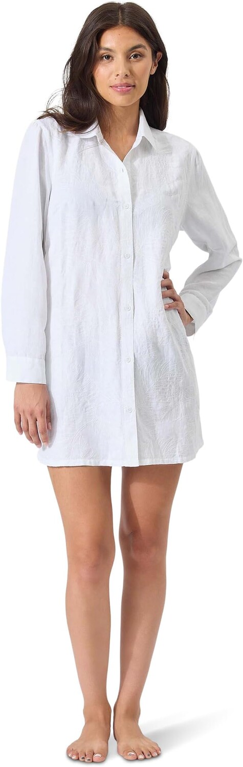 

Рубашка Tommy Bahama Stamped Lucia Palm Boyfriend Shirt, белый