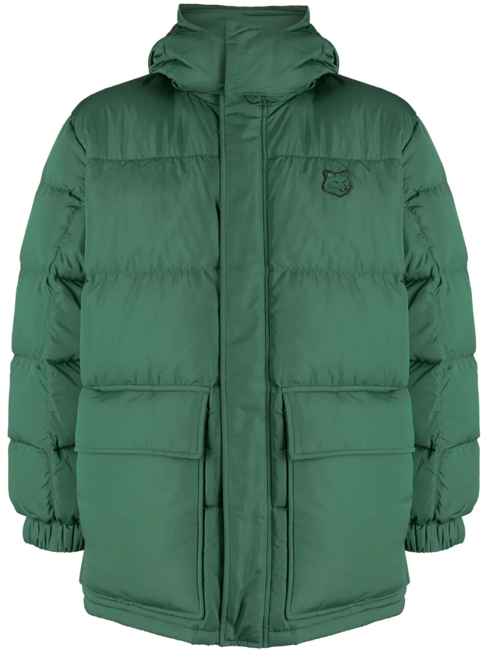 

Пуховик с вышитым логотипом Maison Kitsuné, зеленый