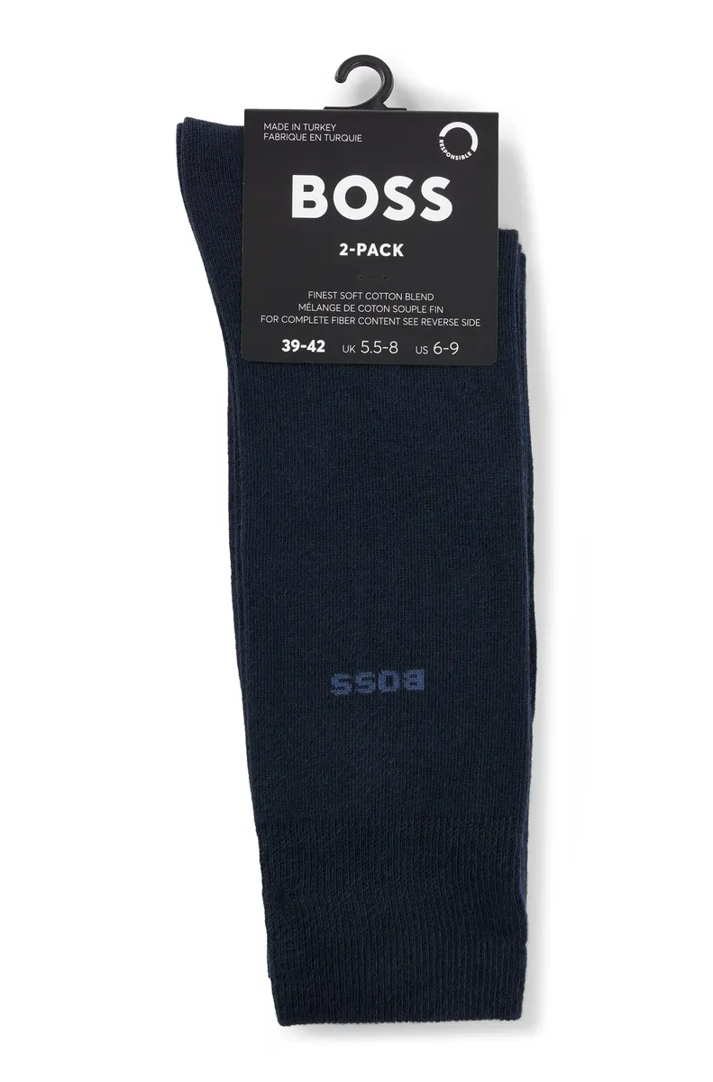Деловые носки BOSS "2P RS Uni CC" (упаковка, 2 пары, 2 шт.), с логотипом бренда, синий — фото 2