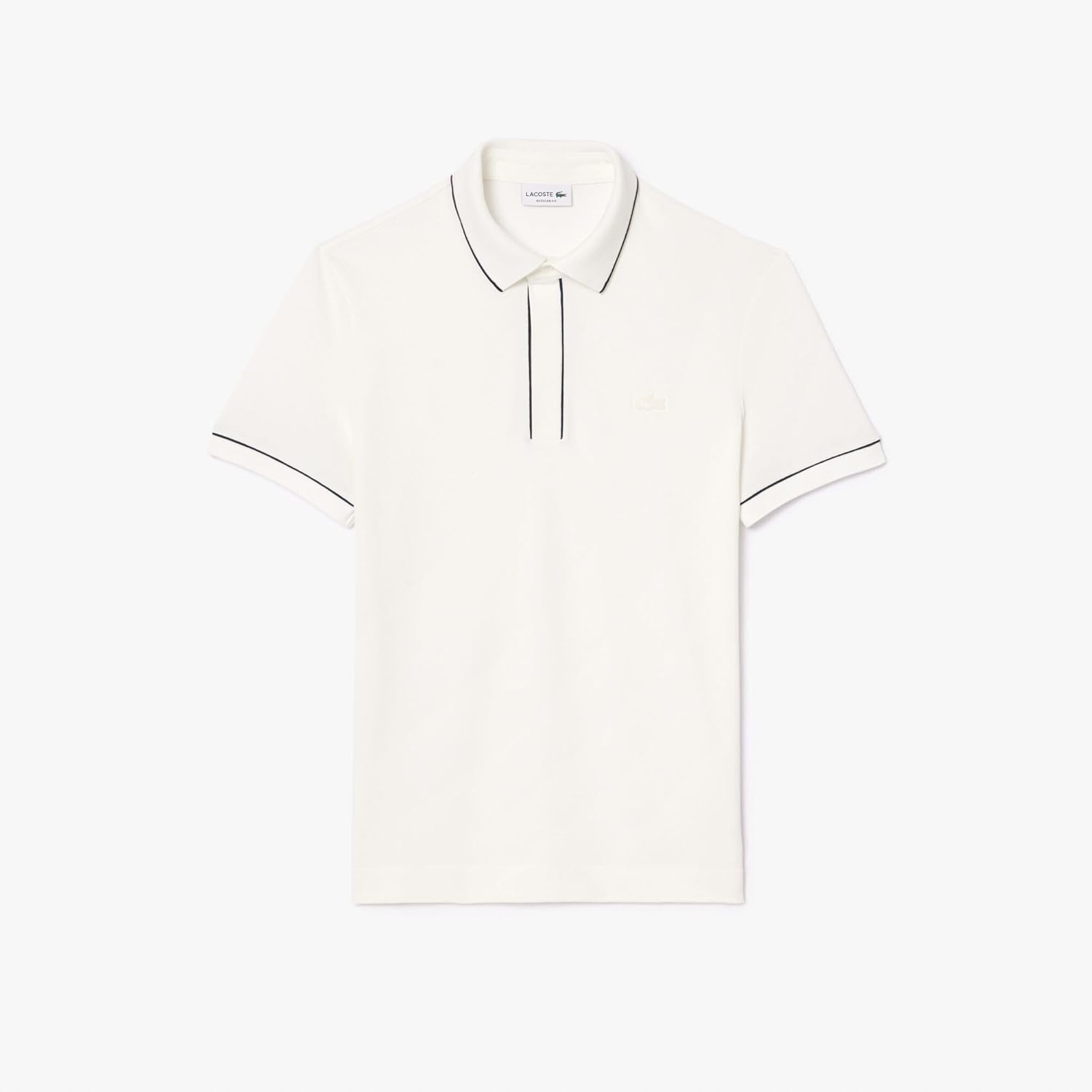 Мужская поло-рубашка с отворотом и окантовкой в тон ткани Lacoste, светло-бежевый — фото 4