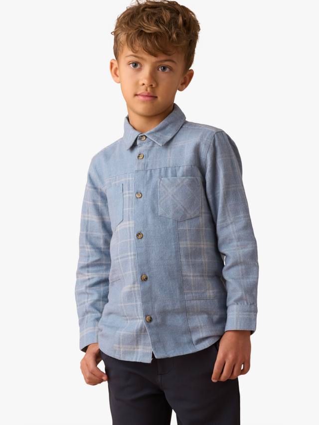 

Детская рубашка Connor Block Check из хлопка Angel & Rocket, Blue