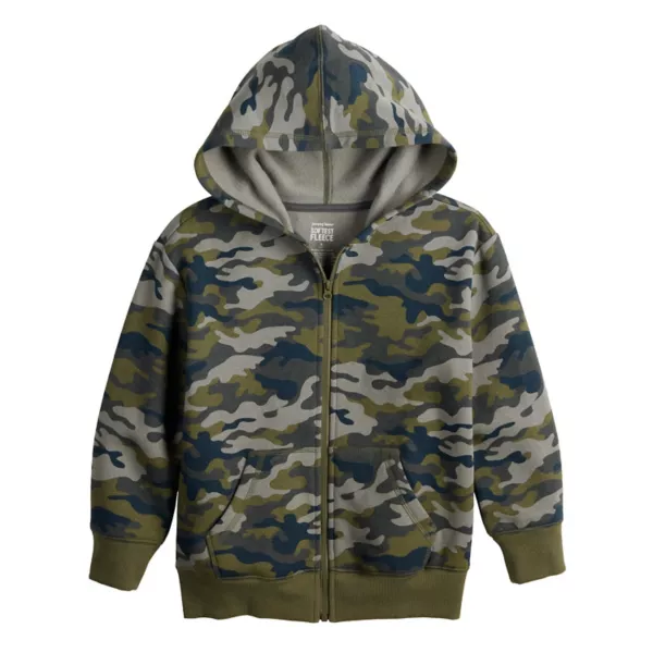 

Толстовка с капюшоном из флиса на молнии для мальчиков 4-12 лет Jumping Beans, цвет green olive camo