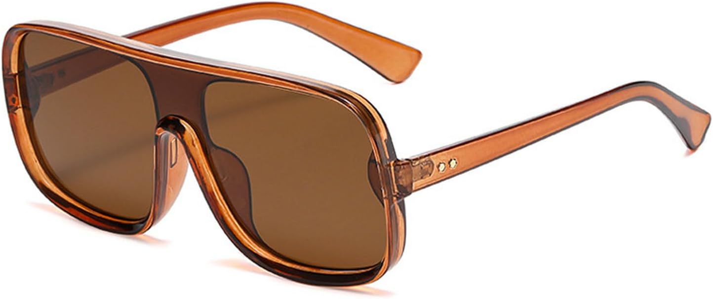 

Модные солнцезащитные очки большого размера квадратной формы для женщин, ретро-очки с заклепками, солнцезащитные очки с градиентным зеркальным покрытием и защитой от УФ-излучения UV400 для мужчин mincl, Brown