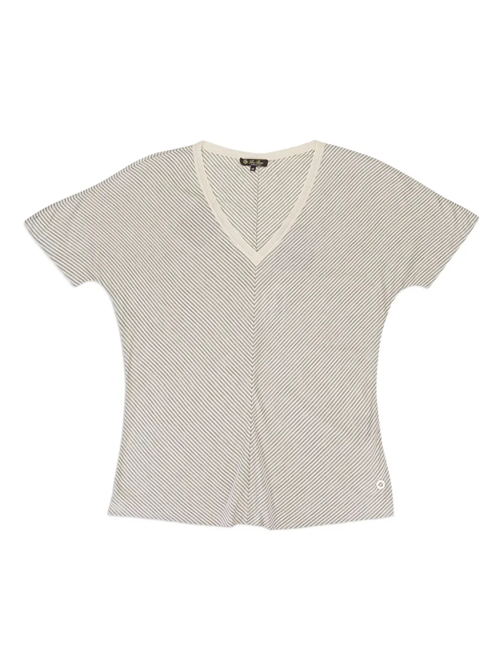 

Футболка в полоску с V-образным вырезом Loro Piana, серый