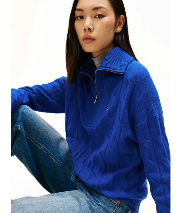 Шерстяной свитер Relaxed fit Tommy Hilfiger, синий — фото 4