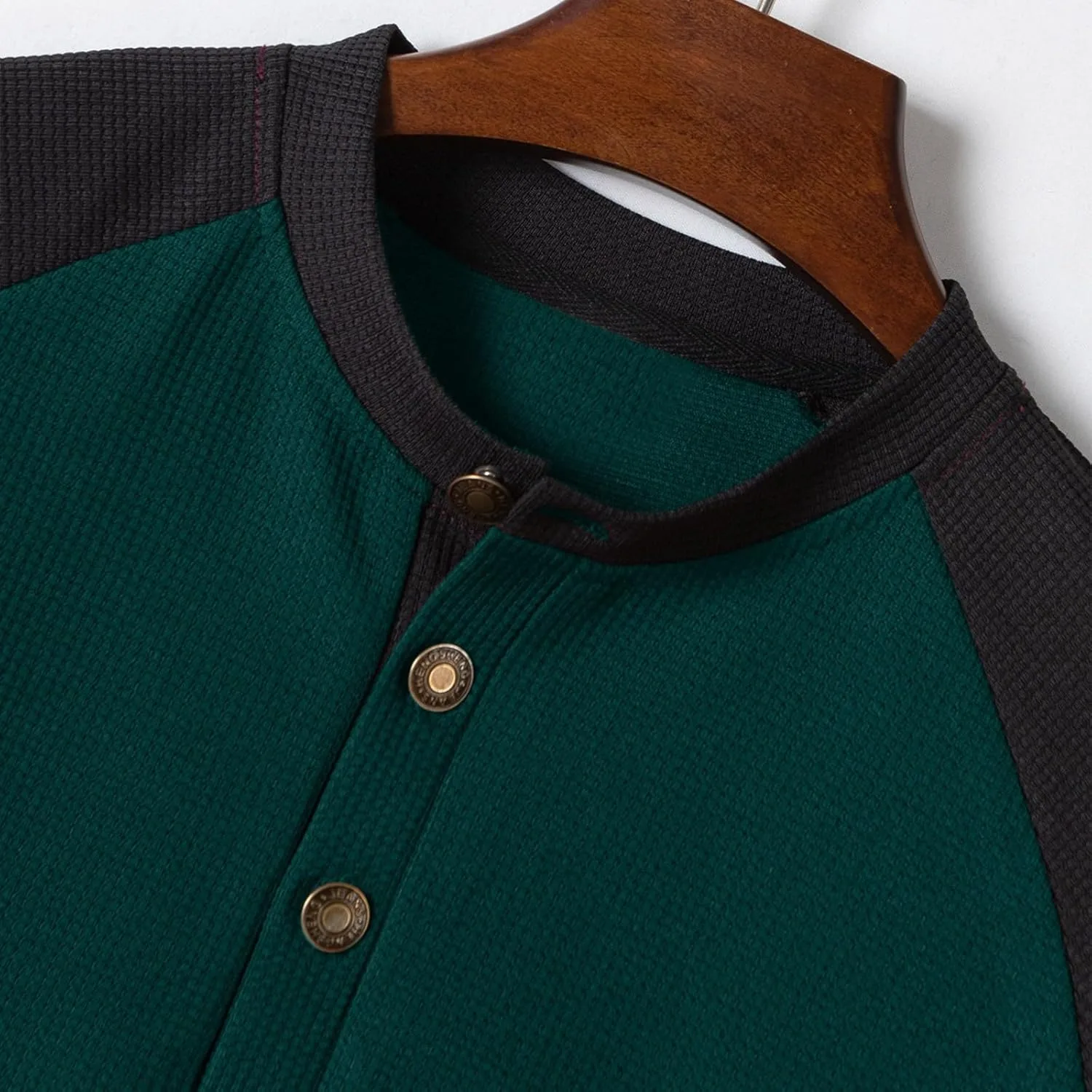 Мужская футболка-поло Henley с коротким рукавом, вязаная, Regular-Fit, Color Block — фото 4
