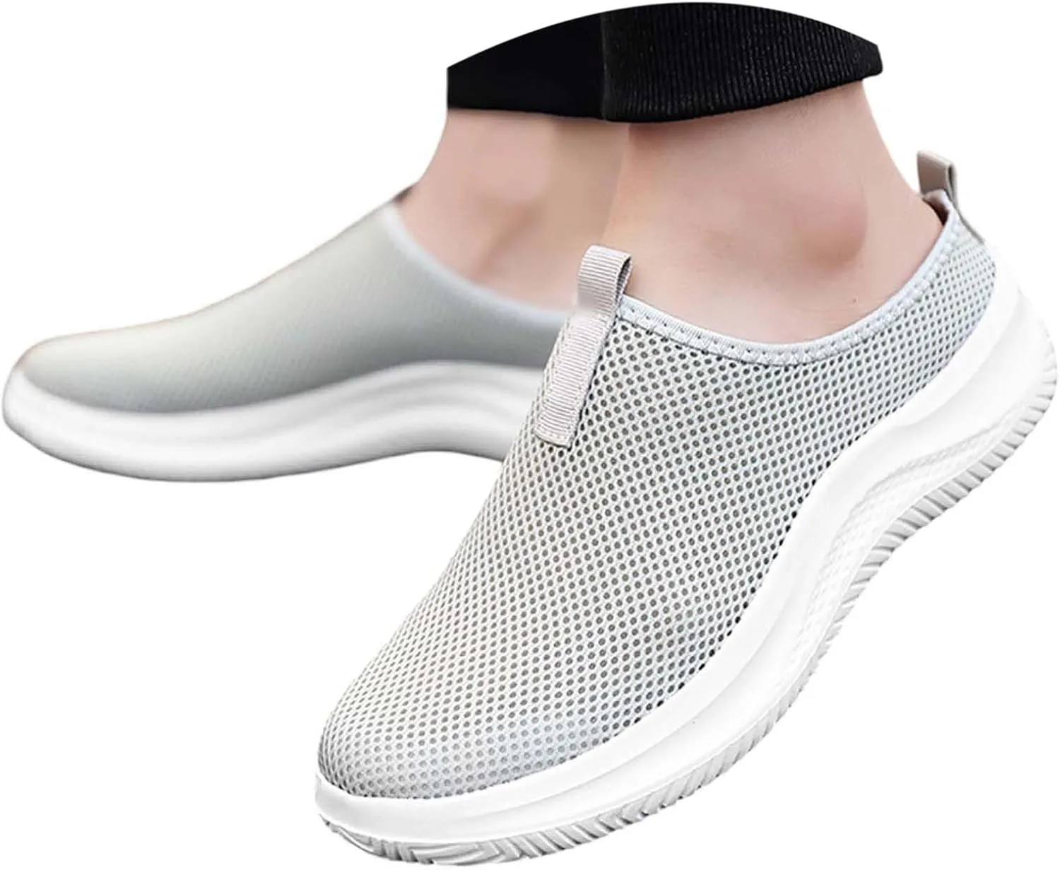 Кроссовки Herren Weiß Schuhe - Soft Freizeitschuhe Кроссовки Anti-Rutsch Leichte Leicht Arch Sohle Farbkontrast Outdoor-Lassige Laufschuhe Atmungsaktiv Trekkingschuhe Turnschuhe Flach Walkingschuhe Generisch, светло-серый