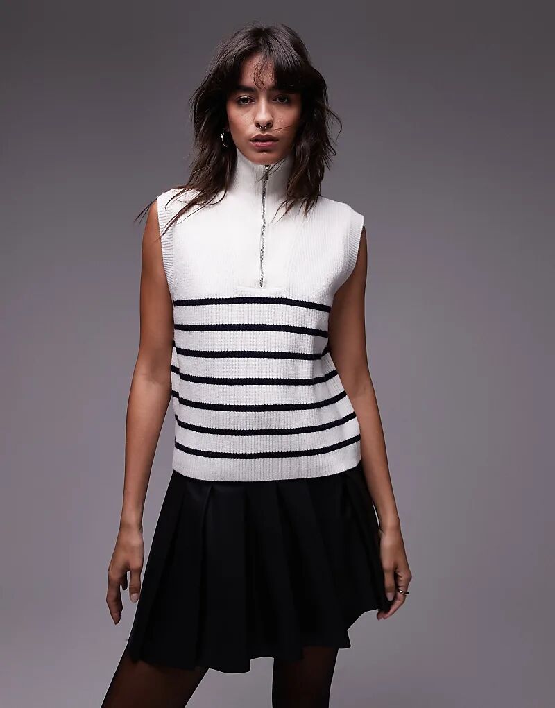 

Джемпер Mango без рукавов с застежкой-молнией на половину длины, белый