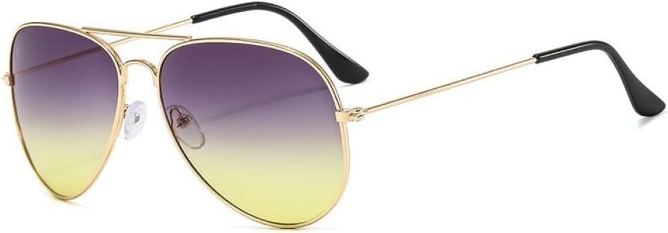 

Солнцезащитные очки с двойной перемычкой, женские и мужские, в оправе из сплава, с градиентными линзами, солнцезащитные очки для женщин и мужчин MTZJH, Gold Gray Yellow