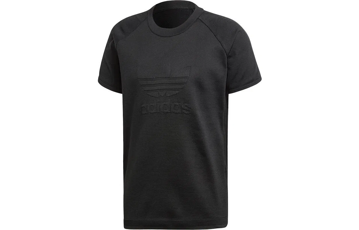 Футболка Adidas мужская с круглым вырезом, прямая, тонкая, черная