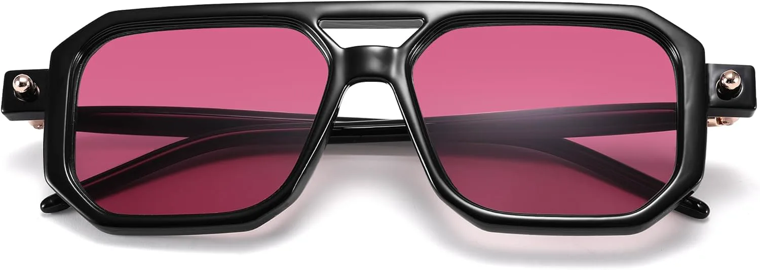 

Винтажные солнцезащитные очки-авиаторы LIU·WEN 70-х годов для женщин и мужчин - ретро-оправа, квадратная форма, защита от ультрафиолета UV400, A6 Black/Purple