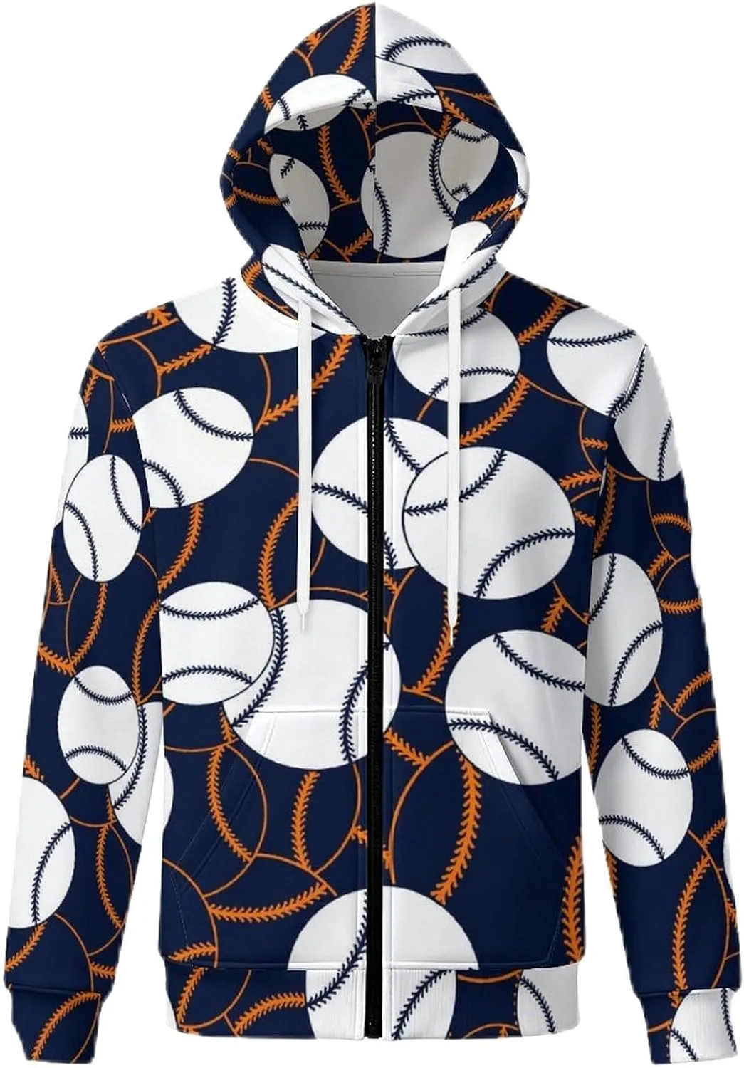 

Толстовка с капюшоном на молнии и карманом, уличный стиль, принт Baseball IYLYHSHF