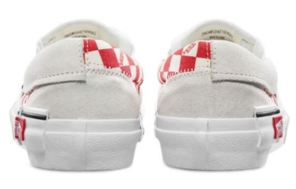 Кроссовки Vans Slip-On Cap Low Top Skate Shoes Unisex Red Grid White, красный — фото 3