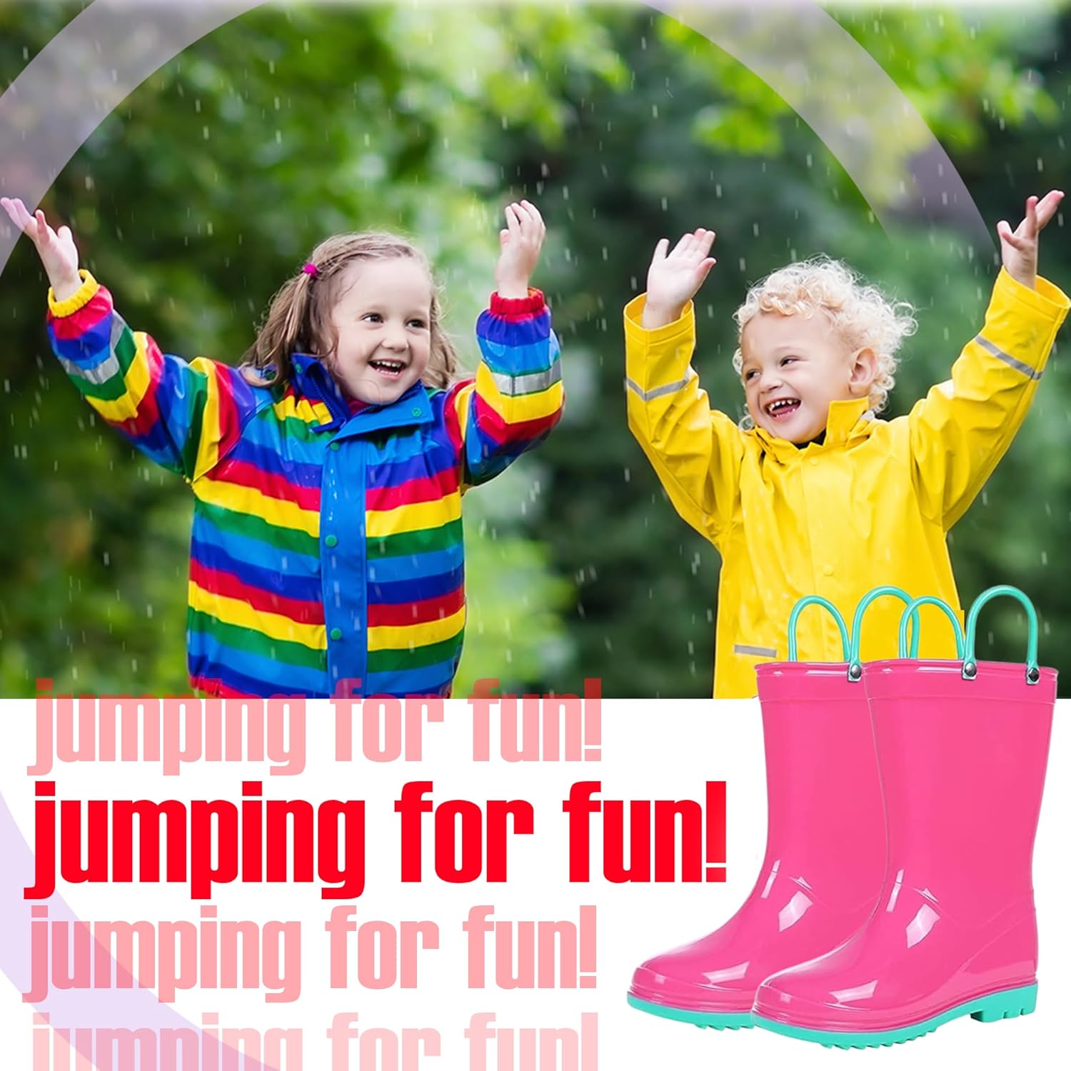 Водонепроницаемые ПВХ сандалии Puddle Play для малышей и детей с ручками для легкого надевания - легкие противоскользящие сапоги для мальчиков и девочек, розовый/бирюзовый — фото 4