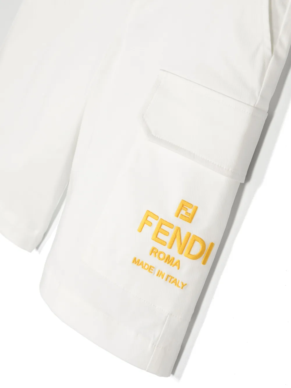 Шорты с вышитым логотипом FENDI KIDS, нейтральный — фото 3
