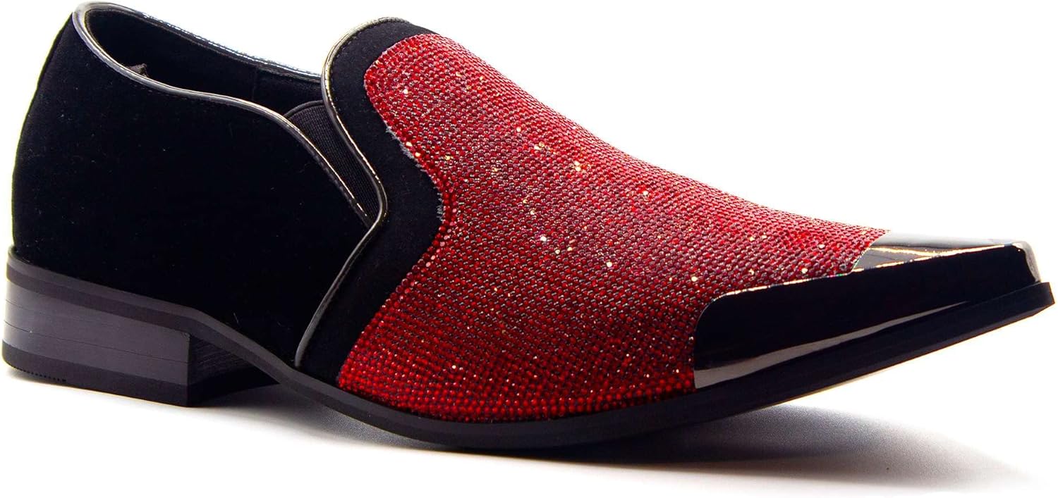 

Мужские блестящие лоферы с металлическим носком, заостренным носком, для официального наряда Jazame, красный