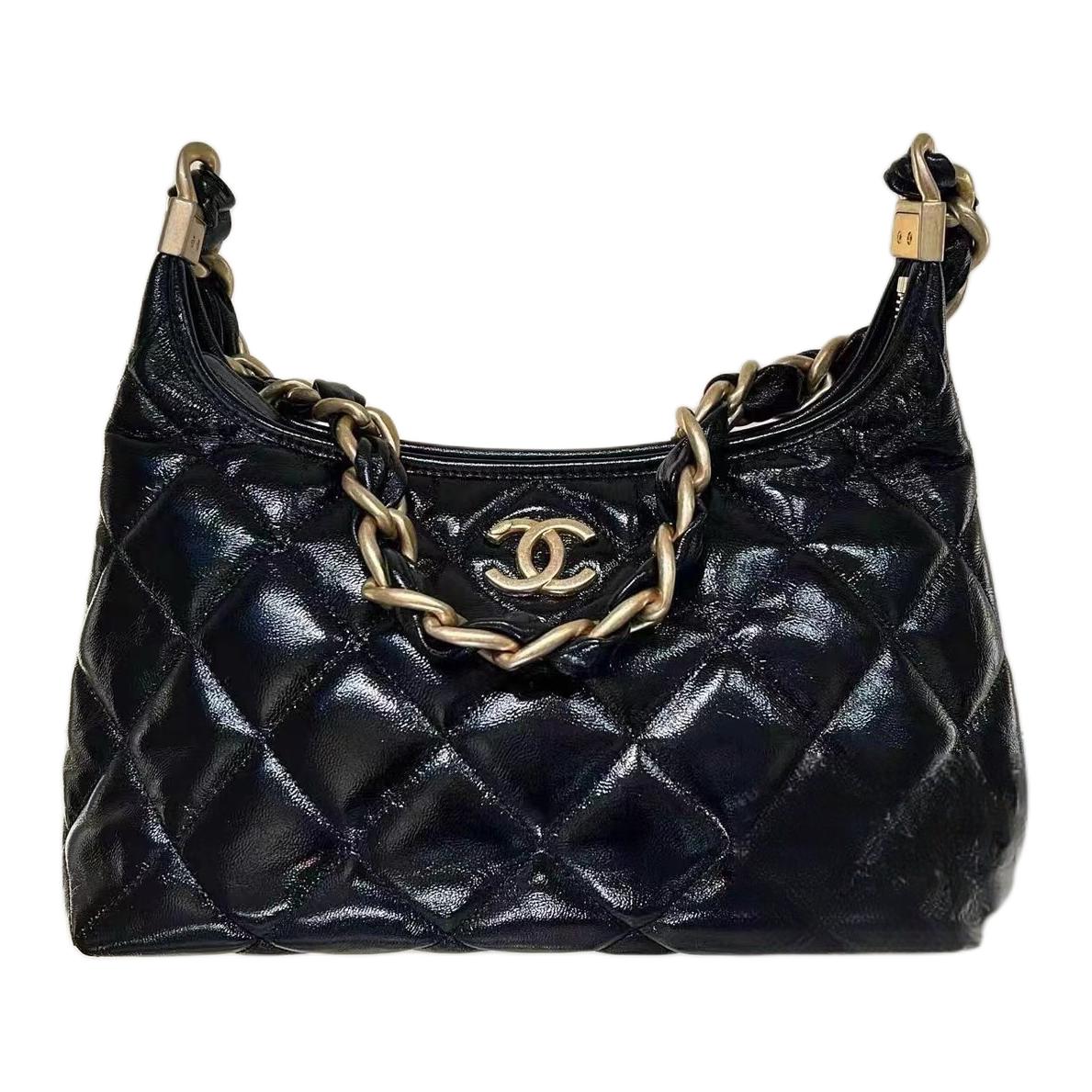 Chanel Женская сумка на одно плечо из овечьей кожи, средний размер, черная — фото 2