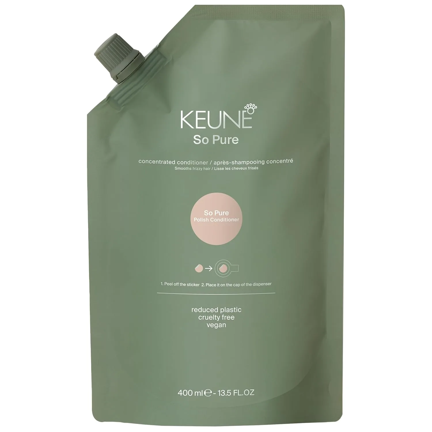 Сменный блок кондиционера для ногтей KEUNE So Pure Polish, формула против пушистости и разглаживания, 13, 5 жидких унций