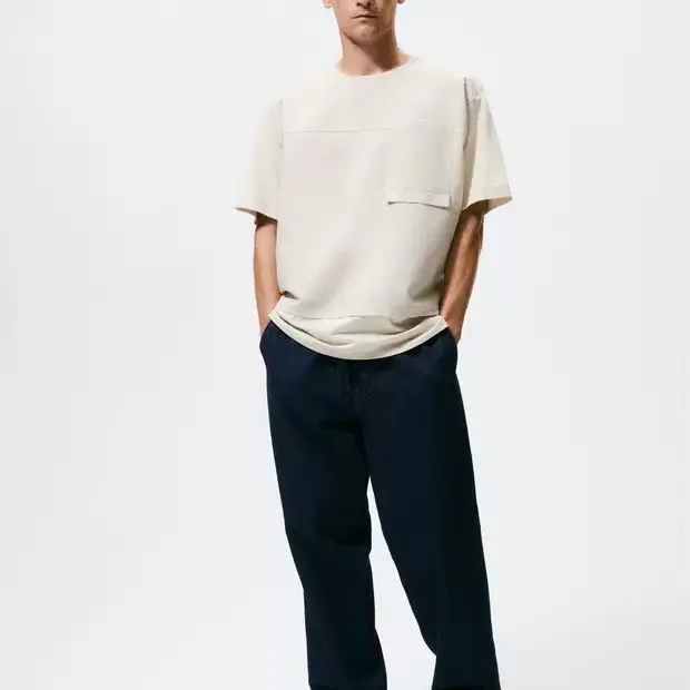 Футболка мужская бежевая ZARA — фото 4