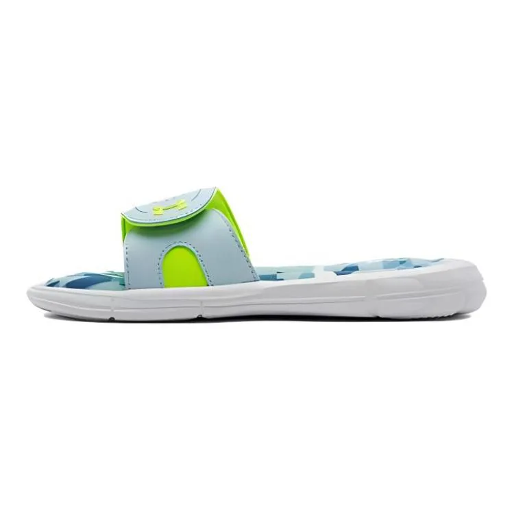 Under Armour Детские легкие нескользящие тапочки с амортизацией Ignite Slip Resistant бело-зеленые