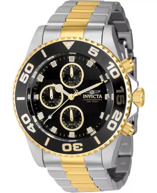 

Мужские кварцевые часы-хронограф Pro Diver 43407 с черным циферблатом Invicta, silver