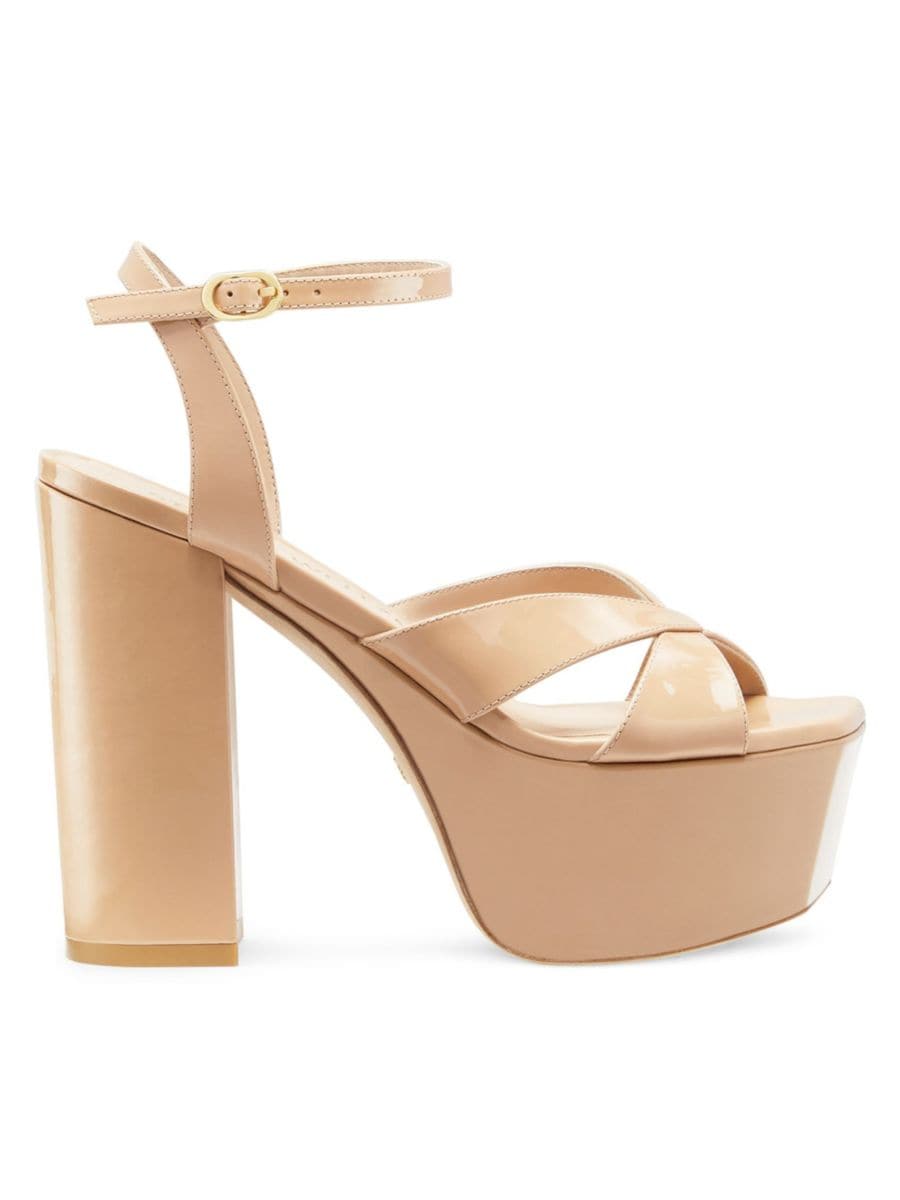Сандалии на платформе из лакированной кожи Miami Stuart Weitzman, цвет Adobe