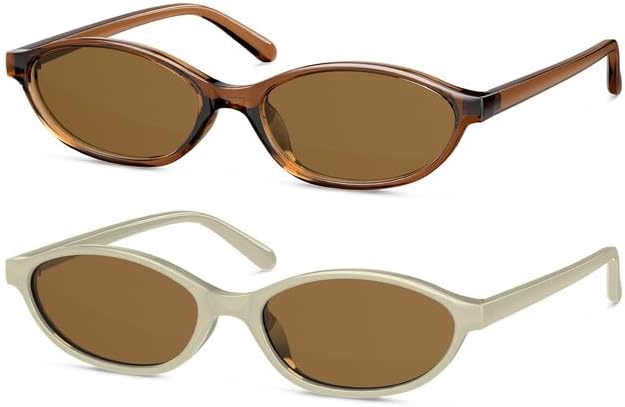 

Ретро-солнцезащитные очки «кошачий глаз» для женщин, защита от УФ-излучения UV400, легкая квадратная оправа, идеально подходят для вождения, путешествий и повседневной носки OUKEMAX, 2pack-brown + Khaki Brown