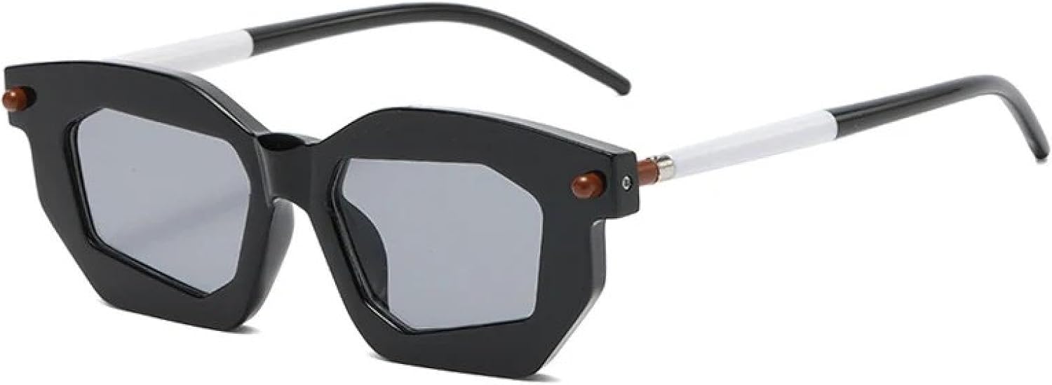 

Модные солнцезащитные очки Polygon для женщин, двухцветные, с прозрачными линзами, в стиле панк, с заклепками, уникальные, с защитой от УФ-излучения UV400 TVTBBVV, Black Light Black