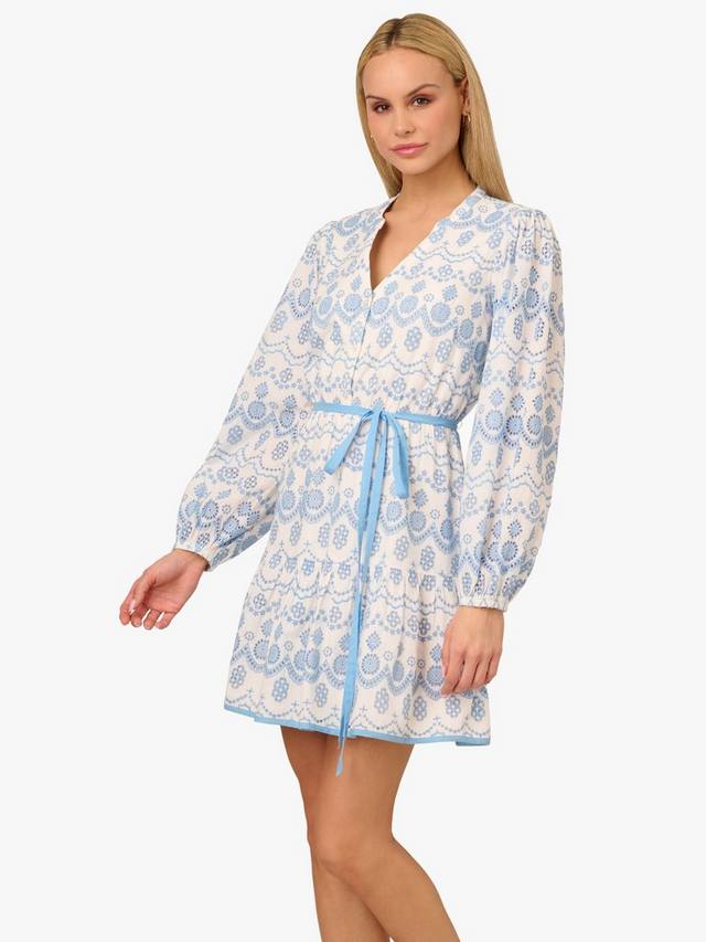 

Платье с кружевным воланом adrianna by eyelet по низу Adrianna Papell, цвет Light Blue/Ivory