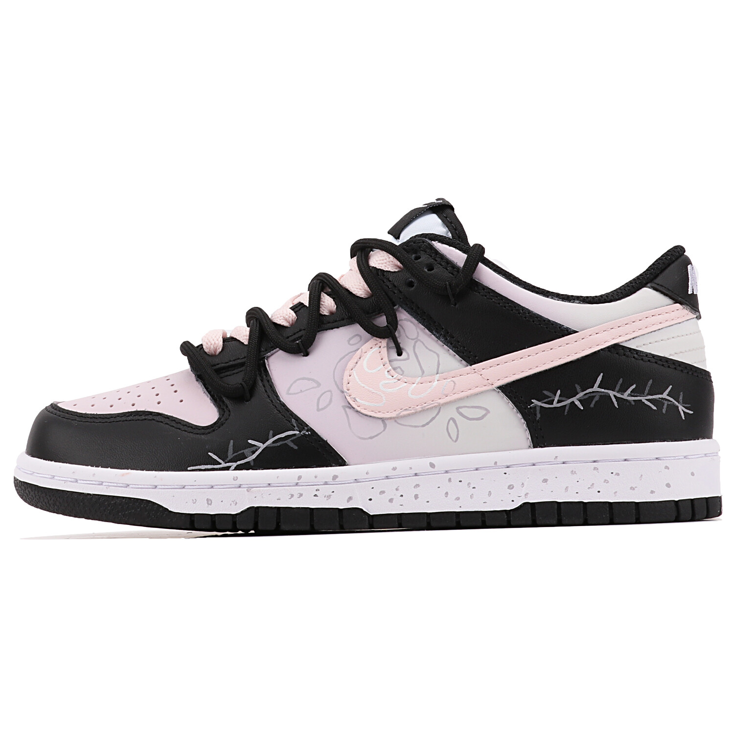 

Кроссовки Nike Dunk Skateboard Shoes Women's Low-Top Black Pink, Черный, Кроссовки Nike Dunk Skateboard Shoes Women's Low-Top Black Pink