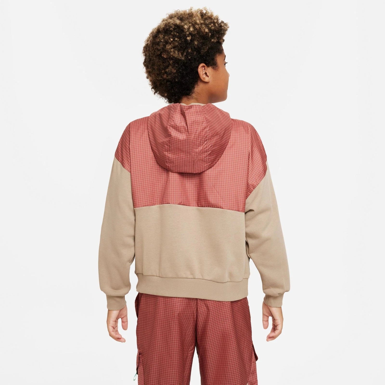 Детская флисовая толстовка Nike Outdoor Play цвета хаки с длинными рукавами и молнией до половины, RED589 — фото 2