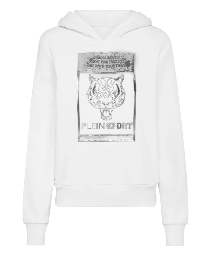 

Толстовка с капюшоном и изображением тигра Plein Sport, белый