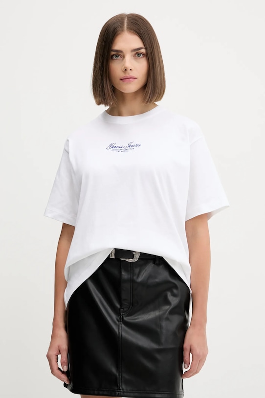 

Хлопковая футболка Guess Jeans, белый