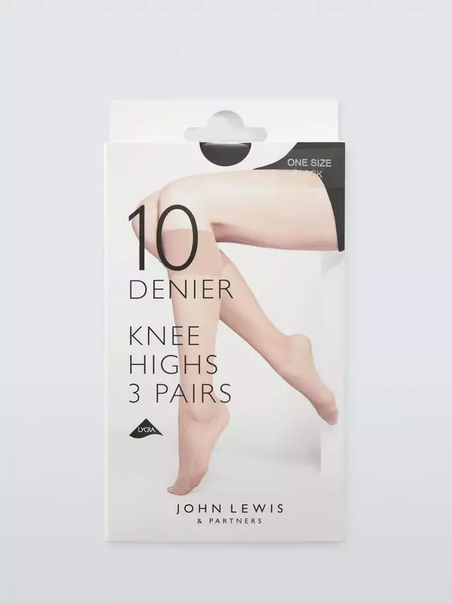 

Тайтсы John Lewis 10 Denier Knee-High 3 шт, черный