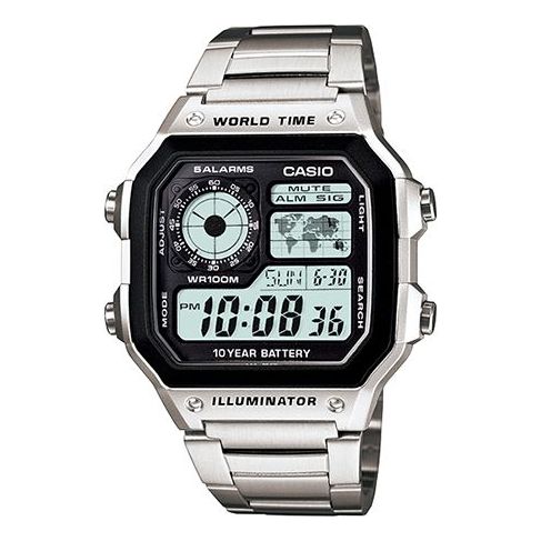 

Часы CASIO G Shock Quartz Sports Waterproof Mens Silver Digital, серебряный