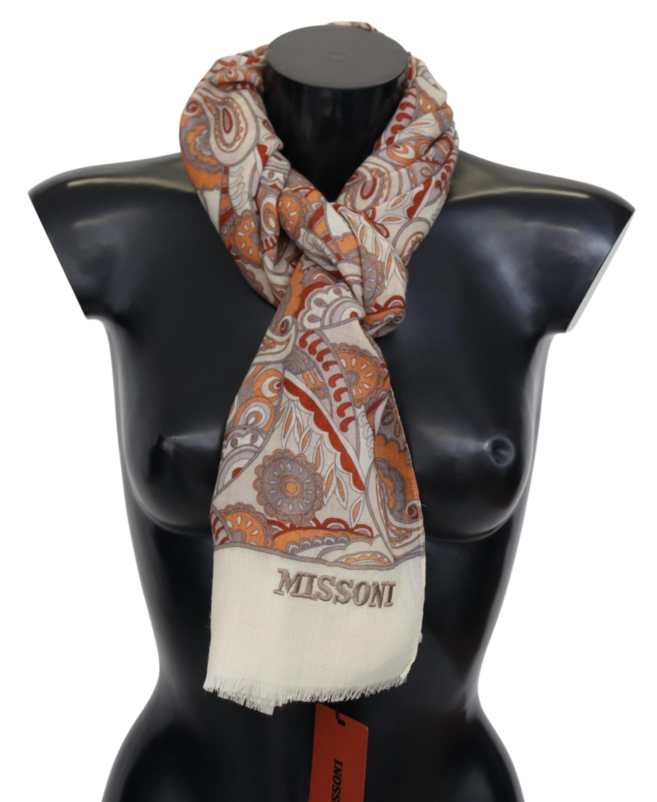 

Элегантный шерстяной шарф с узором пейсли Missoni, бежевый
