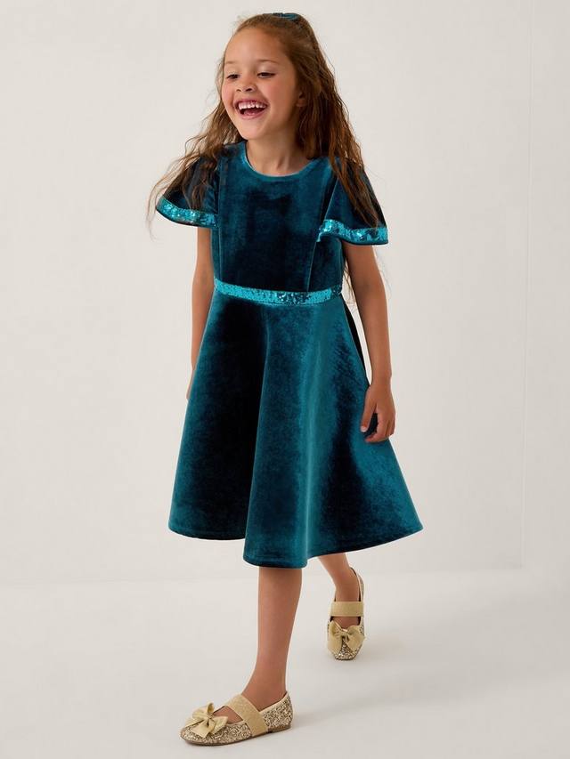 

Детское платье Viola с короткими рукавами Monsoon, Teal