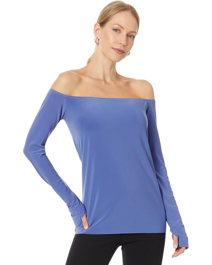 

Топ Norma Kamali Long Sleeve Off Shoulder Top, цвет Military Blue