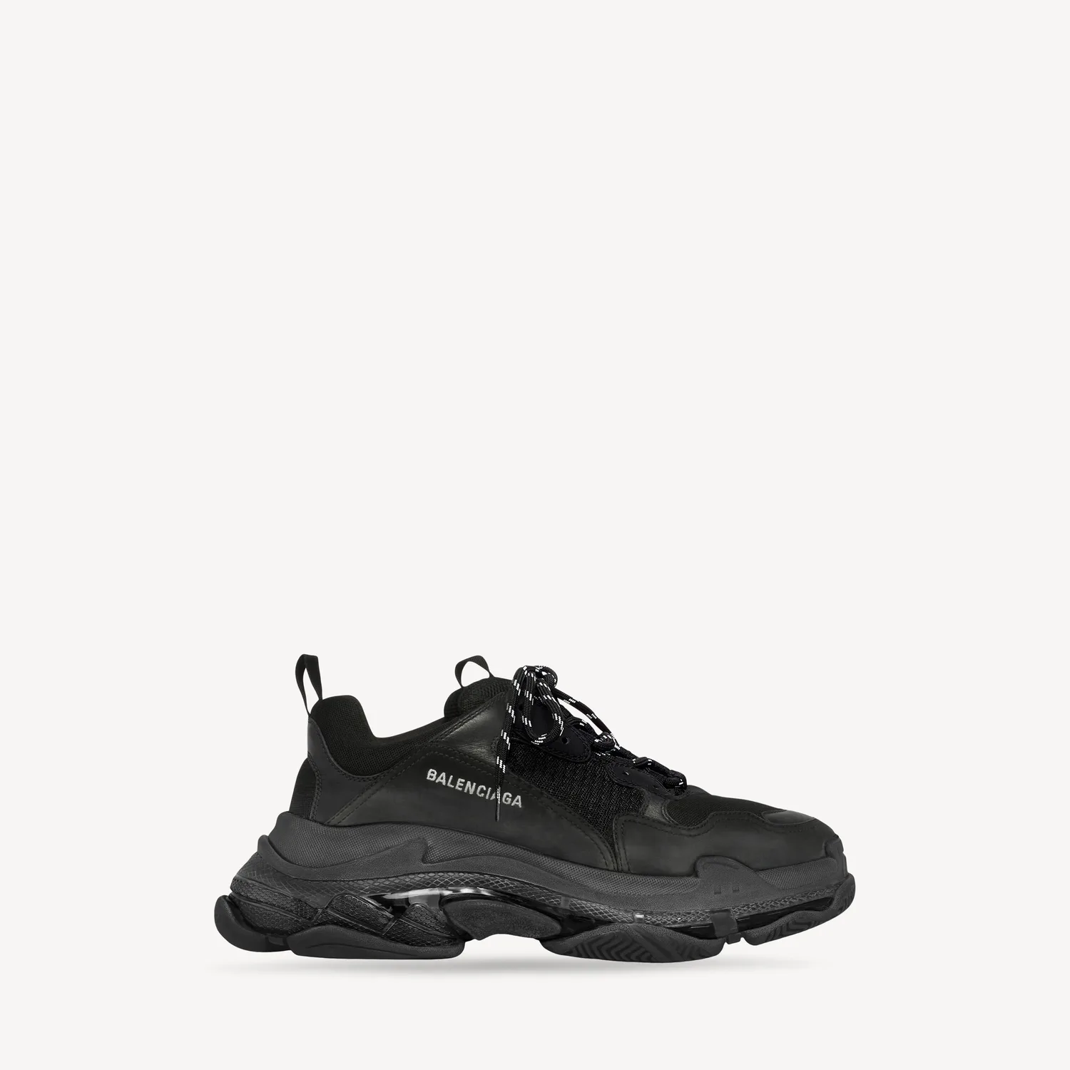 BALENCIAGA Мужские кроссовки Triple S с прозрачной подошвой, черные
