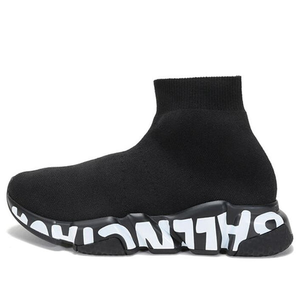 Кроссовки speed graffiti sneakers 'black knit white graffiti sole unit' Balenciaga, черный