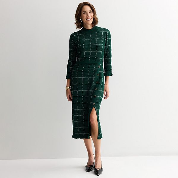 

Женское платье-свитер с воротником-стойкой и застежкой на пуговицах Sandra Darren, Hunter