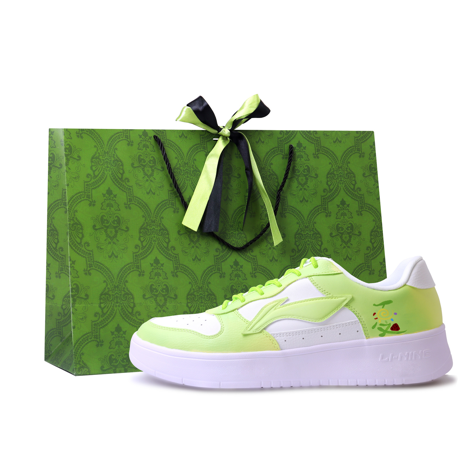 

LINING Лининг Понтон Боутс устойчивые к истиранию низкие скейтерские кроссовки унисекс яблочно-зеленый, цвет Apple Green