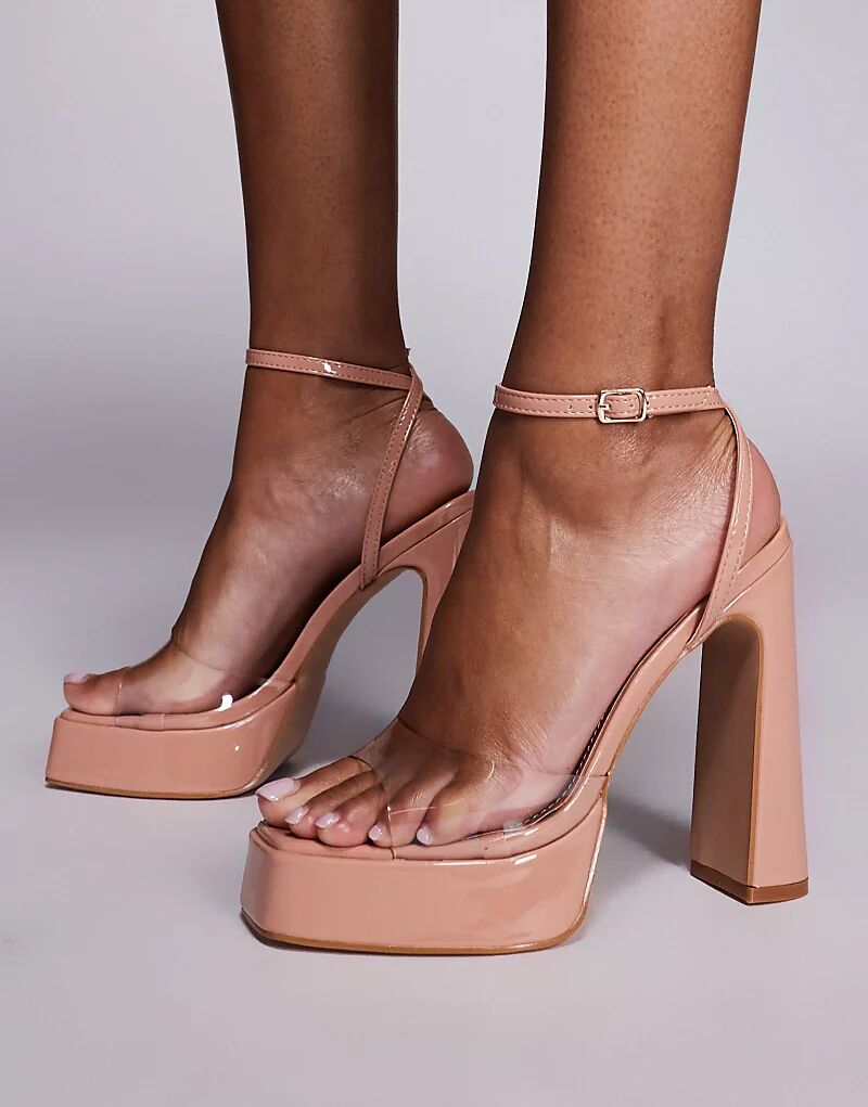 Босоножки SIMMI Shoes Mauraz на прозрачной платформе и каблуке бежевого цвета — фото 4